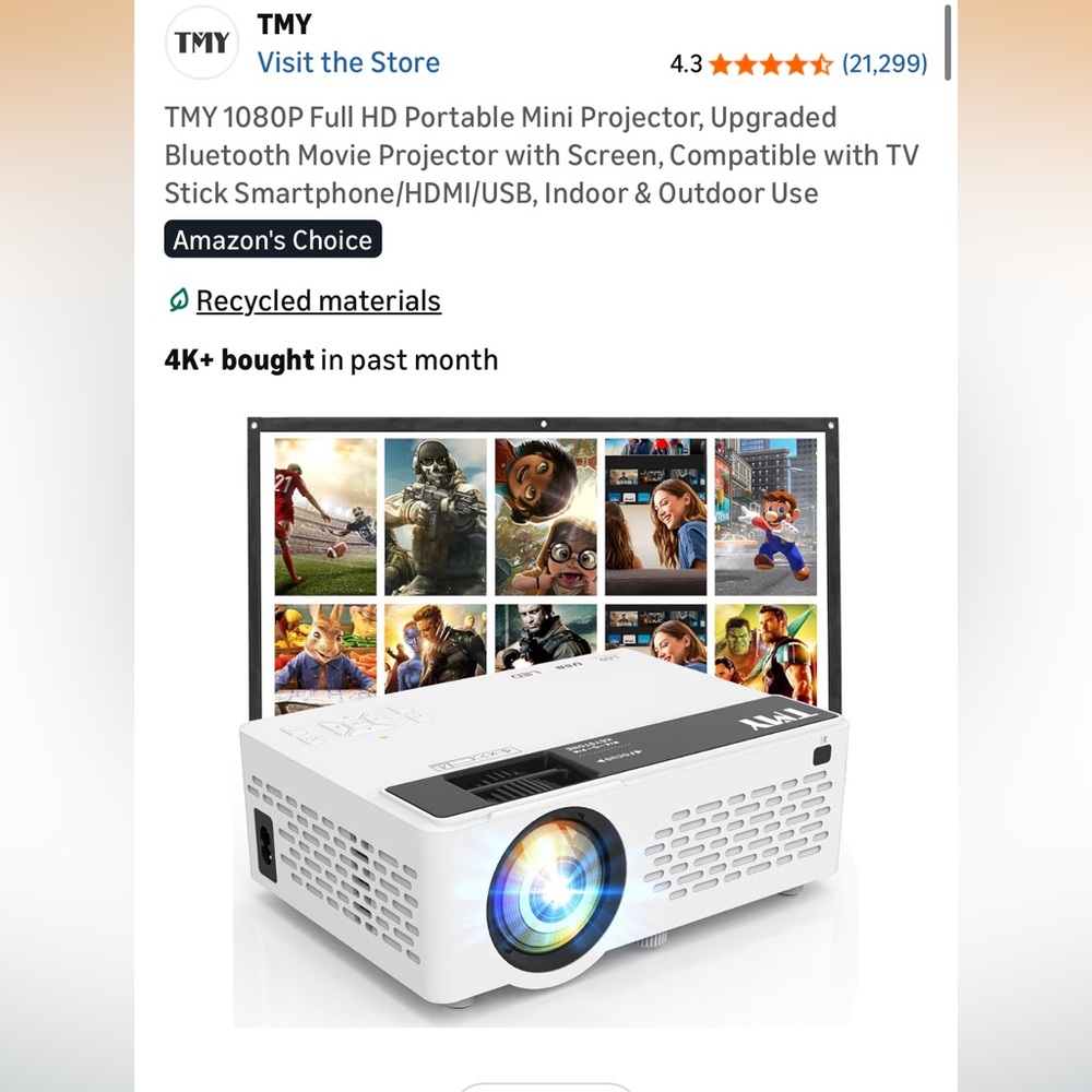 White Portable Mini Projector